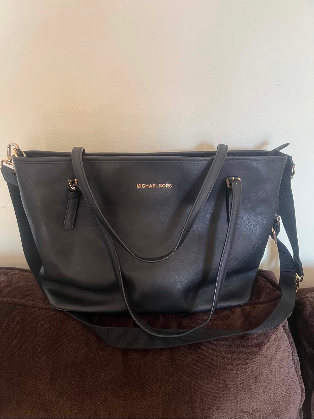 Michael Kors Black Tote with Gold Logo